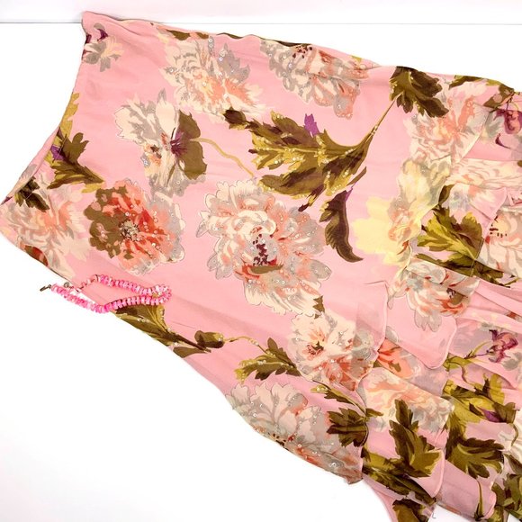 Paradise NY BOHO Cottagecore Romantic Floral Beaded Maxi Skirt Sz S - Picture 13 of 16